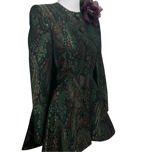 John Anthony Couture Green Paisley Evening Jacket - Picture 5 of 11